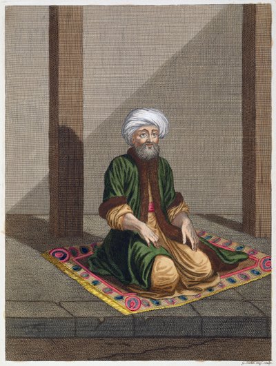 Turkse man, biddend, 18e eeuw door Gerard Jean Baptiste Scotin